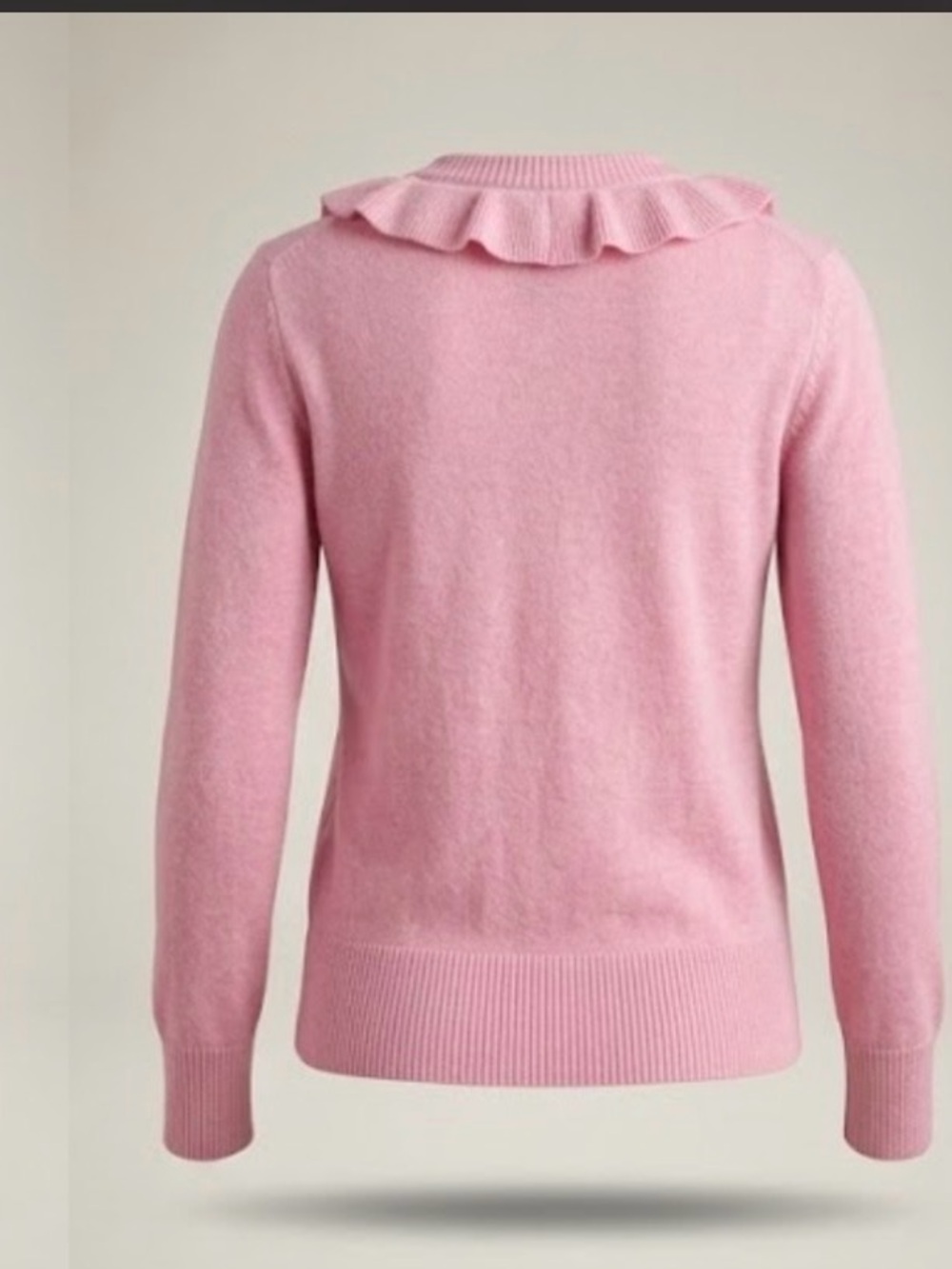 J. Crew Pink Ruffle V-Neck Sweater - Picture 2 of 8